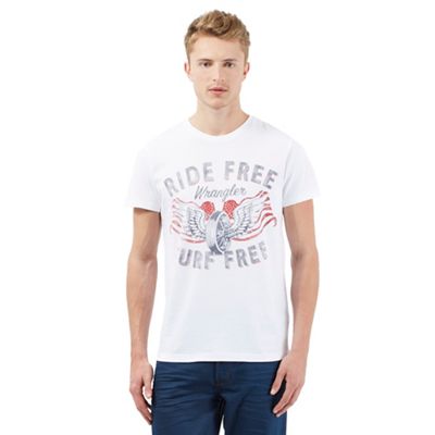 White 'Ride Free' print t-shirt